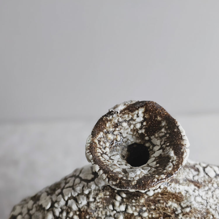 Pompei / vaso in grès nero e smalto crepato