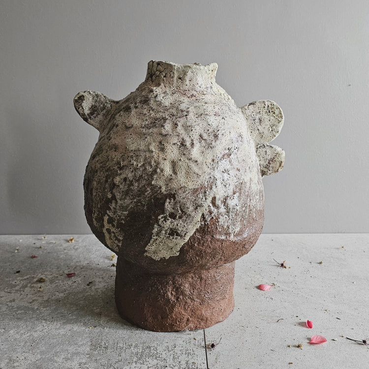 Fenice / vaso in grès rosso stratificato