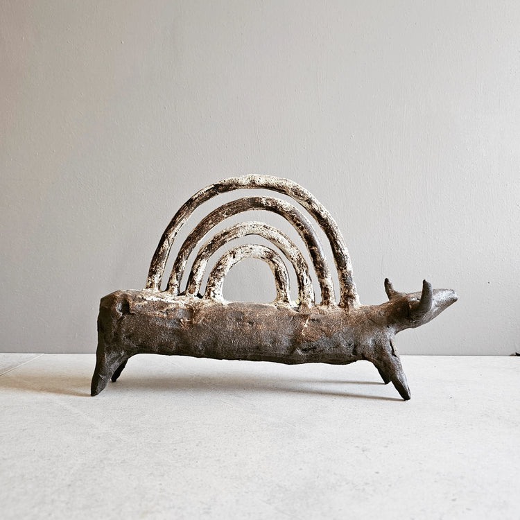 Animale / grès nero e smalti ossidati