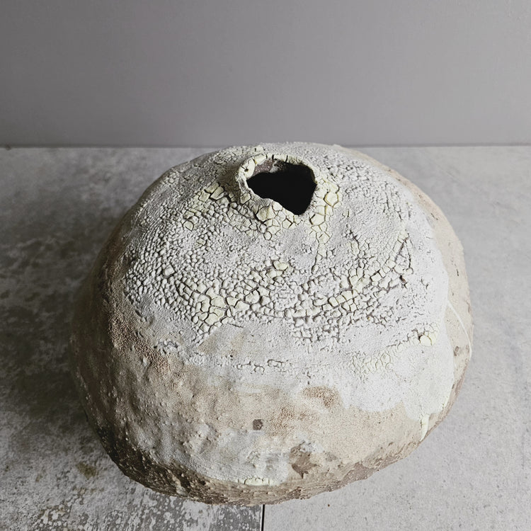 Efeso / vaso in grès rosso stratificato bianco