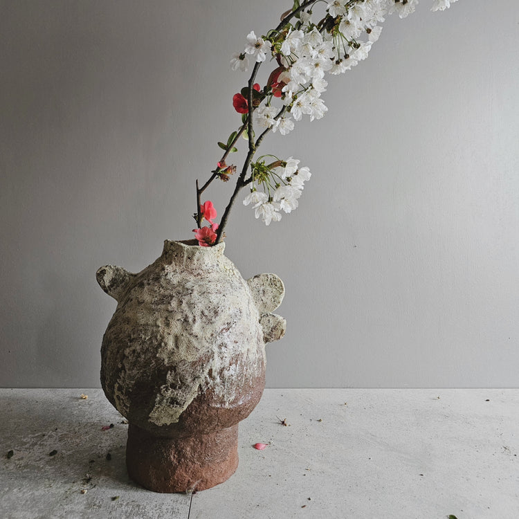 Fenice / vaso in grès rosso stratificato