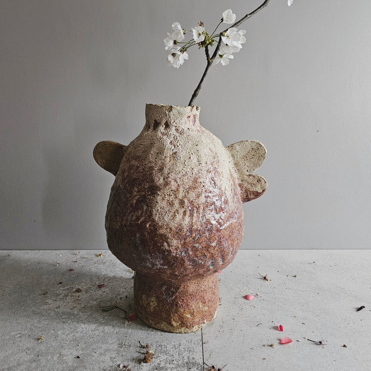 Fenice / vaso in grès rosso stratificato