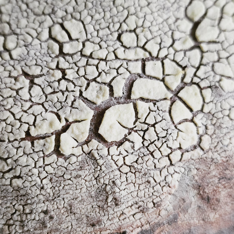 Efeso / vaso in grès rosso stratificato bianco e nero