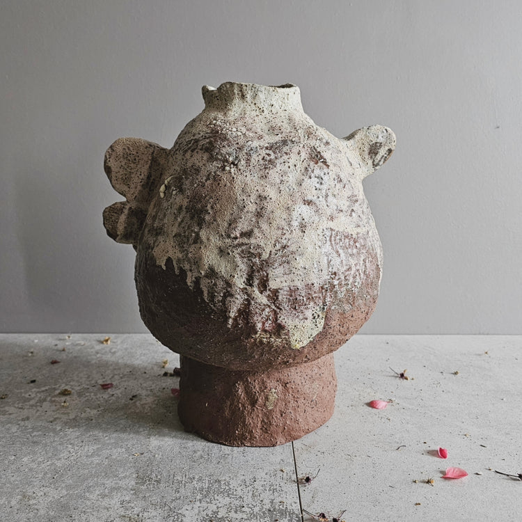 Fenice / vaso in grès rosso stratificato