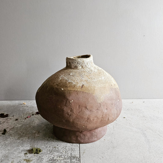 Efeso / vaso in grès rosso stratificato bianco