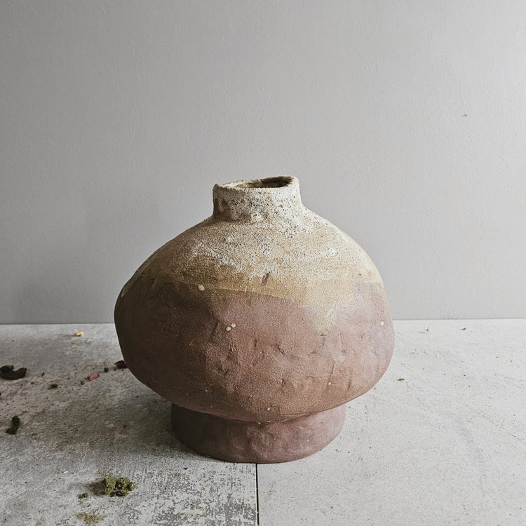 Efeso / vaso in grès rosso stratificato bianco