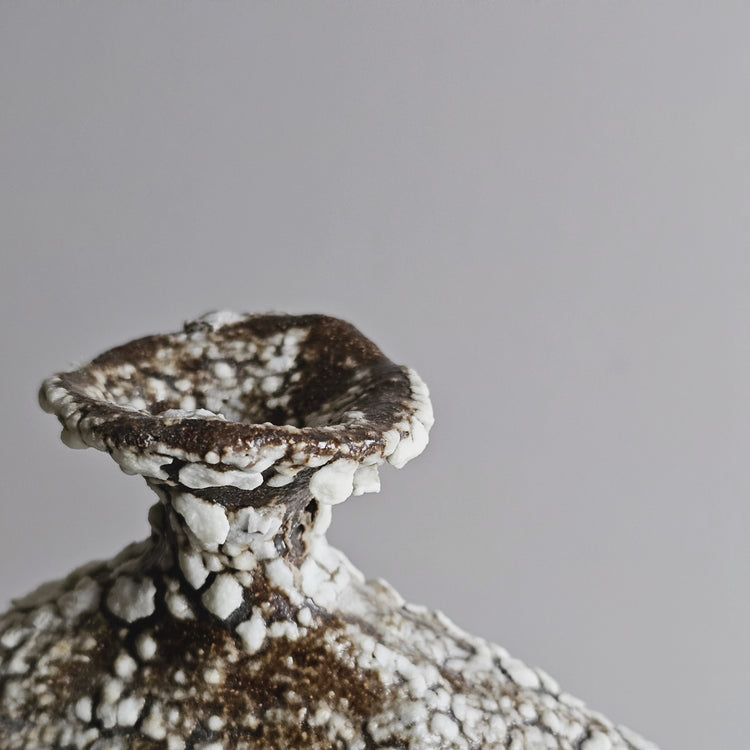 Pompei / vaso in grès nero e smalto crepato