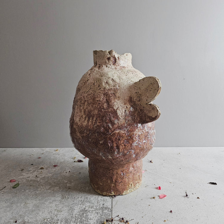 Fenice / vaso in grès rosso stratificato