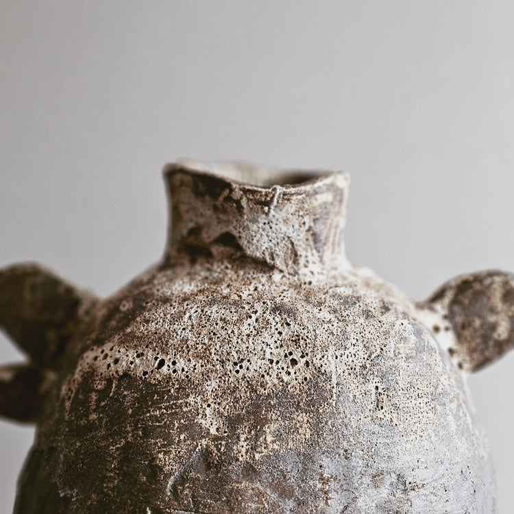 Fenice / vaso in grès nero stratificato