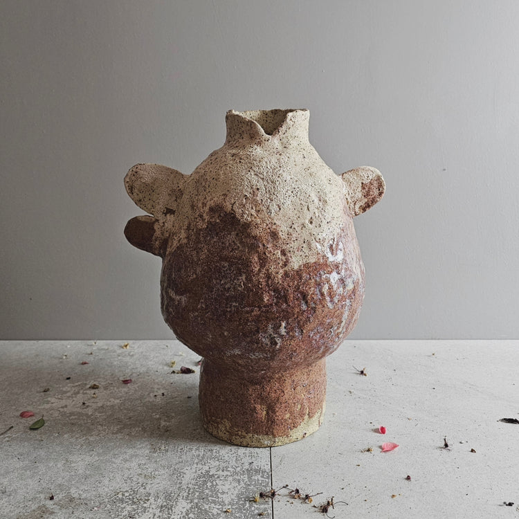 Fenice / vaso in grès rosso stratificato