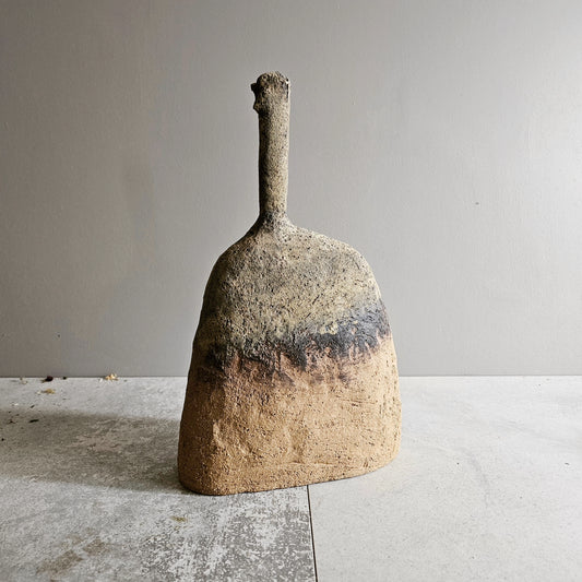 Naxos / vaso in grès crema stratificato bianco e nero