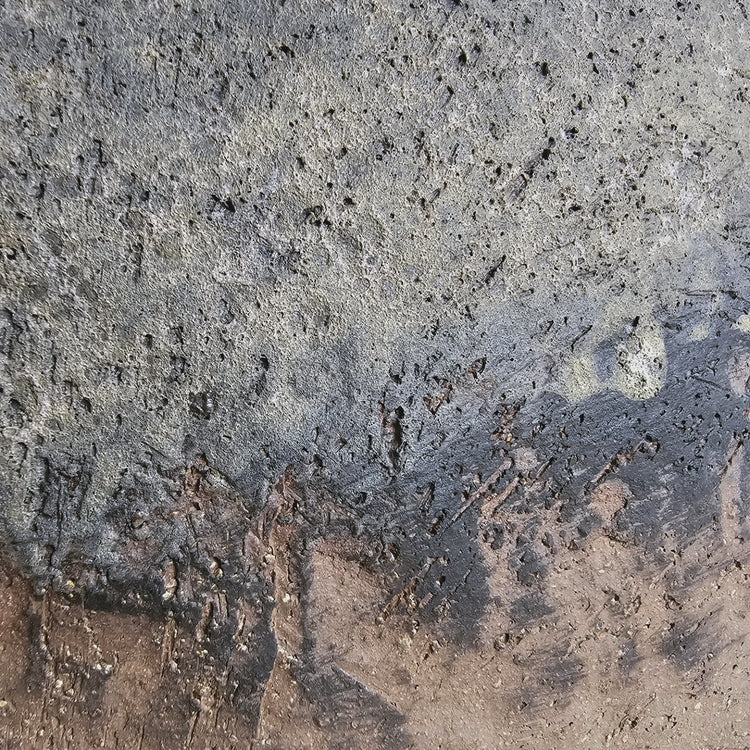 Naxos / vaso in grès crema stratificato bianco e nero