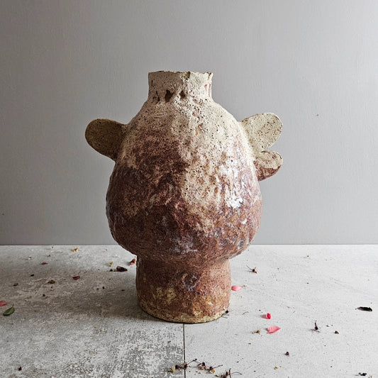 Fenice / vaso in grès rosso stratificato