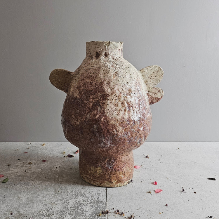 Fenice / vaso in grès rosso stratificato