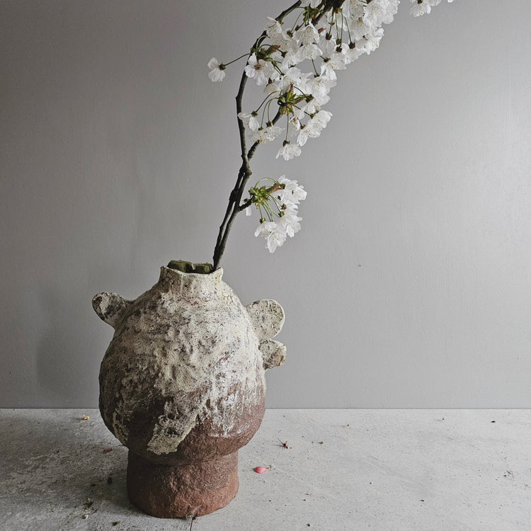 Fenice / vaso in grès rosso stratificato